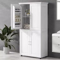 GDFStudio Marian Modern Wood Freestanding Bathroom Storage Cabinet with 4 Doors and Adjustable Shelf