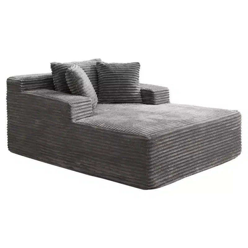 67x50x29 Inches Wide Corduroy Chaise Lounge Chair, Oversized Boneless Sofa Bed with Deep Seat, Cloud Sleeper Couch for Living Room/Bedroom
