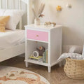 26.77''H Wooden Nightstand with One Drawer One Shelf for Kids, Adults, Pink+Golden handle