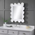 Uttermost Rectangular Vanity Decorative Wall Mirror Coastal Beveled Matte White Silver Frame 27 1/4 Wide for Bathroom Bedroom